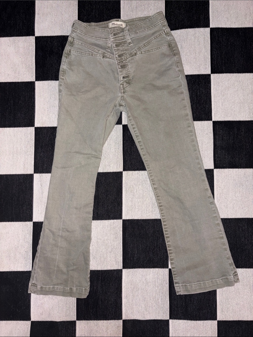Madewell Olive-Gray High-Rise Flare Jeans